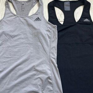 Adidas Black and Gray Racerback Tank Tops